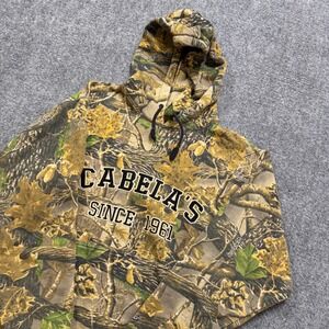 Cabela's Hoodie Men's Medium Camouflage Embroidered Cotton Pullover Outdoor